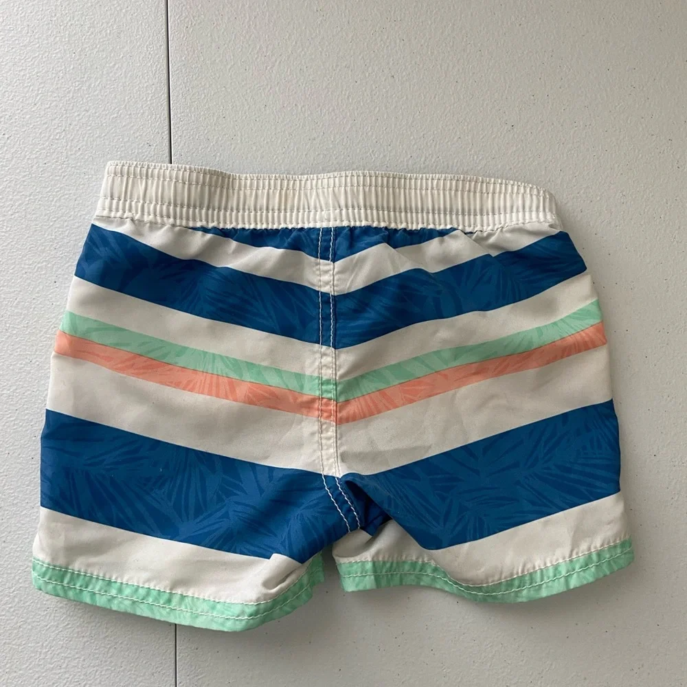 NWOT Oshkosh B’gosh baby boy’s blue striped drawstring swim trunks summer 9-12mo